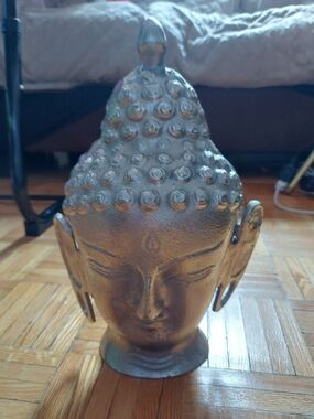 Decorative Buddha Head Statue in Silver Color